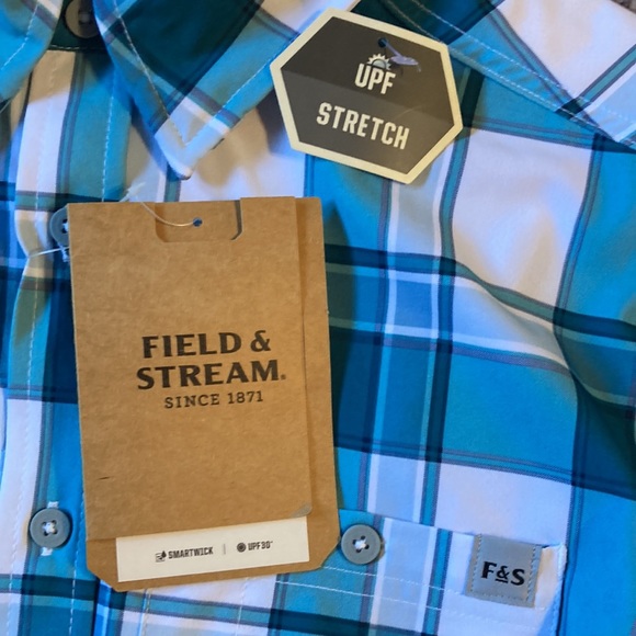 Field & Stream Men’s Teal Plaid Fishing Boating Long Sleeve Button Down Shirt - Picture 6 of 8